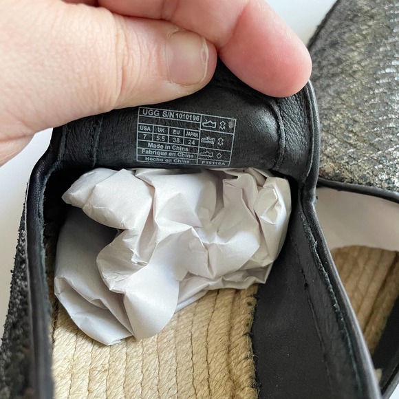 UGG Women's Sandrinne Metallic Bronze Espadrille Slip-On Shoes Size‎ 7 Woven - Picture 7 of 7